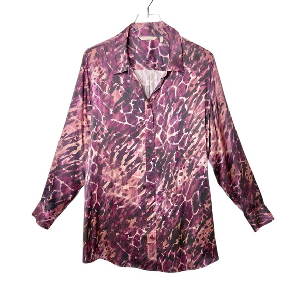 Soft Surroundings Vivi Silk Animal Print Button Up Women’s Flowy Blouse Sz XL - Picture 1 of 11
